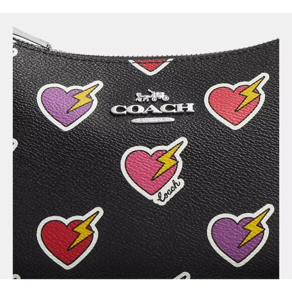 New Coach CY346 Teri Shoulder Bag with Heart Bolt Print Black Multi - Picture 6 of 6